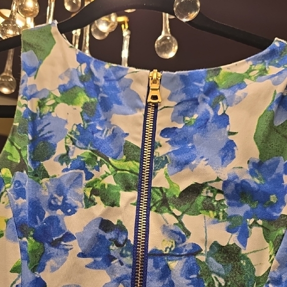 Milly Blue and Green Floral Midi Dress - Picture 7 of 16